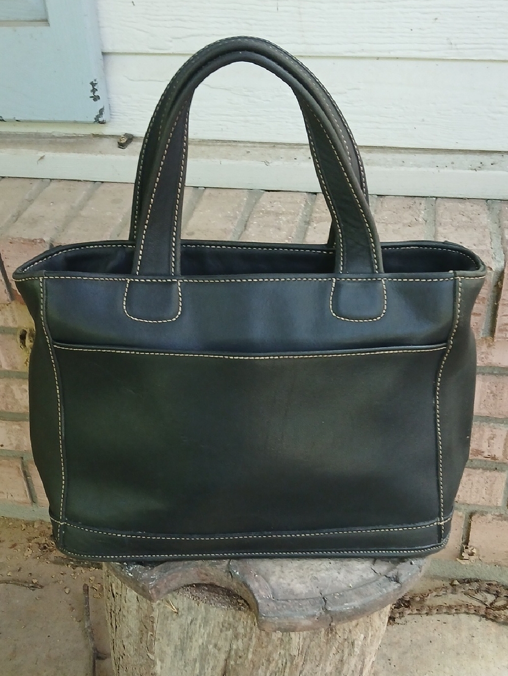 COACH.Classic Black Leather Tote Bag - Vintage, SZ.MED
